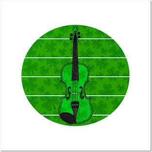 Violin Irish Fiddle Shamrocks St Patrick's Day Musician Posters and Art